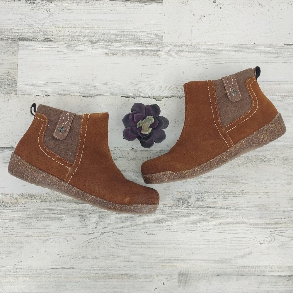 Earth Origins Aurora Jace Brown Leather Booties Zip Up Sides Cork Size 8